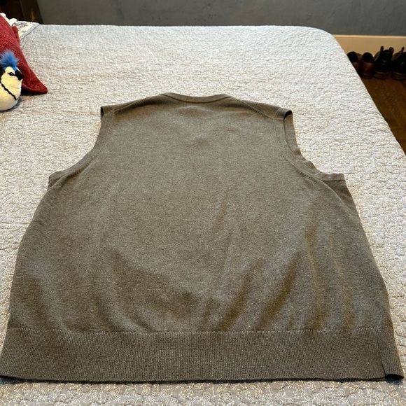 Lands' End Men's Sweater Vest Gray Minimalist Supima Cotton Soft V-neck Size XL - Picture 3 of 6